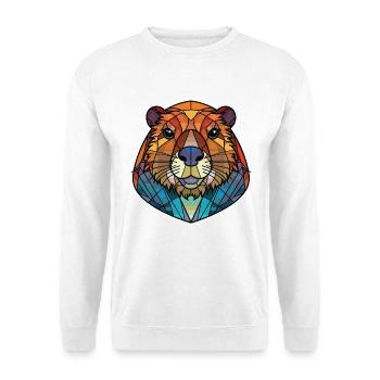 Murmeltier buntes Aquarell Tier Illustration - Unisex Pullover - Weiß - Vorne - Alina (178cm) & Michal (187cm)