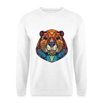 Murmeltier buntes Aquarell Tier Illustration - Unisex Pullover - Weiß - Vorne - Alina (178cm) & Michal (187cm)