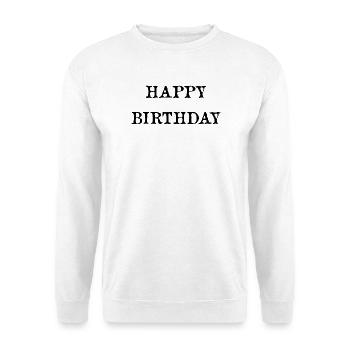 JAHRESTAG. ALLES GUTE ZUM GEBURTSTAG. ALLES GUTE ZUM GEBURTSTAG. - Unisex Pullover - Weiß - Vorne - Alina (178cm) & Michal (187cm)