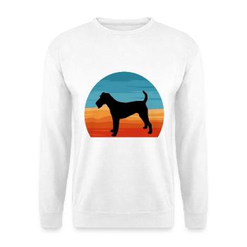 Irish Terrier Hund Liebhaber Silhouette Vintage Sonnenuntergang - Unisex Pullover - Weiß - Vorne - Alina (178cm) & Michal (187cm)
