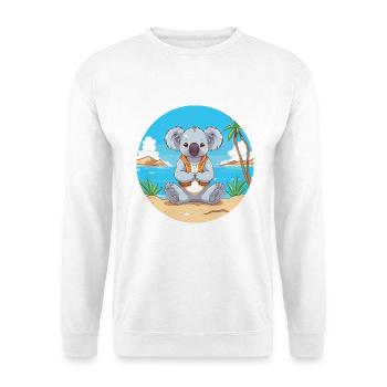 Koala-Karikatur-Yoga-Strand-Sommer-Illustration - Unisex Pullover - Weiß - Vorne - Alina (178cm) & Michal (187cm)