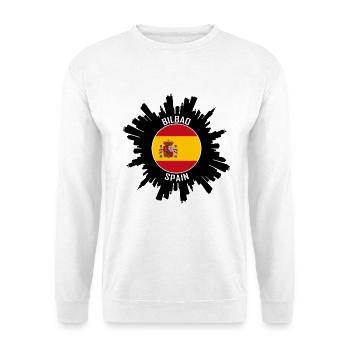 Bilbao Skyline Spanien Flagge Reise Souvenir - Unisex Pullover - Weiß - Vorne - Alina (178cm) & Michal (187cm)