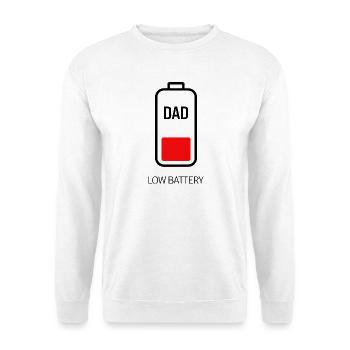 Low Battery Dad - Unisex Pullover - Weiß - Vorne - Alina (178cm) & Michal (187cm)