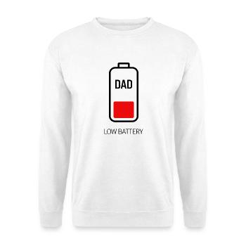 Low Battery Dad - Unisex Pullover - Weiß - Vorne - Alina (178cm) & Michal (187cm)