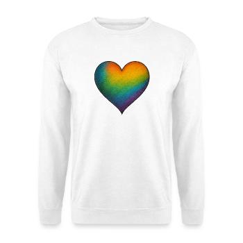 Rainbow Heart – Liebe in allen Farben - Unisex Pullover - Weiß - Vorne - Alina (178cm) & Michal (187cm)