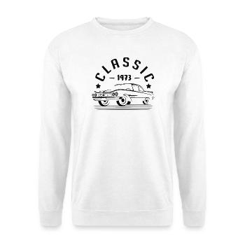 Klassisch 1973. - Unisex Pullover - Weiß - Vorne - Alina (178cm) & Michal (187cm)