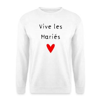 ES LEBE DIE EHE. JUST MARRIED. VALENTINSTAG - Unisex Pullover - Weiß - Vorne - Alina (178cm) & Michal (187cm)
