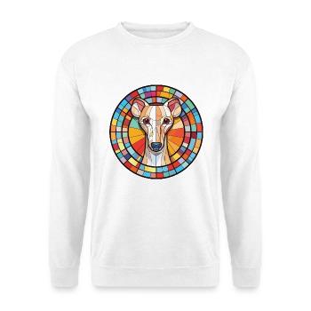 Whippet-Hunderasse Bunte Aquarell-Illustration - Unisex Pullover - Weiß - Vorne - Alina (178cm) & Michal (187cm)