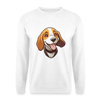 Beagle Hund Rasse Aquarell Cartoon Kawaii Clipart - Unisex Pullover - Weiß - Vorne - Alina (178cm) & Michal (187cm)