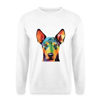 Dobermann Terrier Hund Buntes Aquarell Tier - Unisex Pullover - Weiß - Vorne - Alina (178cm) & Michal (187cm)