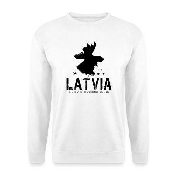 Latvia Lettland lettisch Riga - Unisex Pullover - Weiß - Vorne - Alina (178cm) & Michal (187cm)