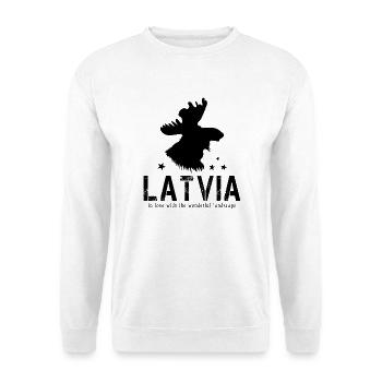 Latvia Lettland lettisch Riga - Unisex Pullover - Weiß - Vorne - Alina (178cm) & Michal (187cm)