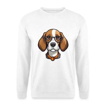 Beagle Hunderasse Aquarell Cartoon Kawaii Brille - Unisex Pullover - Weiß - Vorne - Alina (178cm) & Michal (187cm)