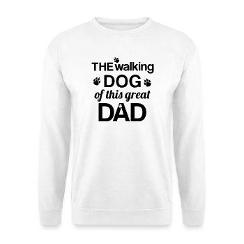 WALKING Dog walking dad Herrchen Gassi gehen - Unisex Pullover - Weiß - Vorne - Alina (178cm) & Michal (187cm)