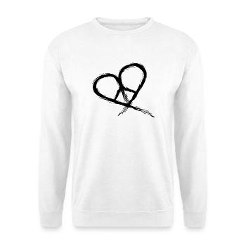 Peace Symbol Hippie Herz Frieden Freiheit Liebe - Unisex Pullover - Weiß - Vorne - Alina (178cm) & Michal (187cm)