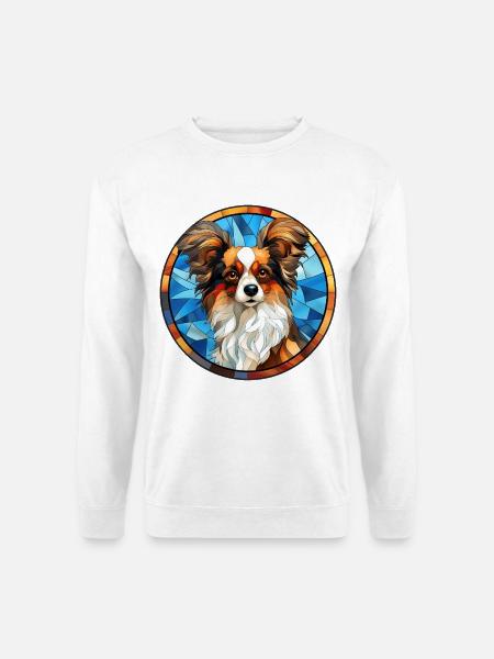 Papillon Hunderasse Aquarellglas - Unisex Pullover - Weiß