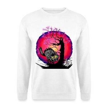 Halloween Katze Katzen Maus Mäuse - Unisex Pullover - Weiß - Vorne - Alina (178cm) & Michal (187cm)