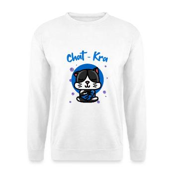 Humor Katze Yoga Zen Meditation Chakra - Unisex Pullover - Weiß - Vorne - Alina (178cm) & Michal (187cm)