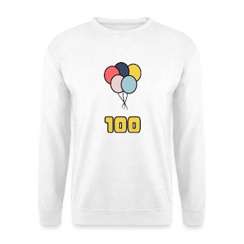 100. 100 JAHRE. 100-JÄHRIGES JUBILÄUM. 100. GEBURTSTAG - Unisex Pullover - Weiß - Vorne - Alina (178cm) & Michal (187cm)