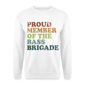 Proud Member of the Bass Brigade - retro dark - Unisex Pullover - Weiß - Vorne - Alina (178cm) & Michal (187cm)