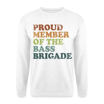 Proud Member of the Bass Brigade - retro dark - Unisex Pullover - Weiß - Vorne - Alina (178cm) & Michal (187cm)