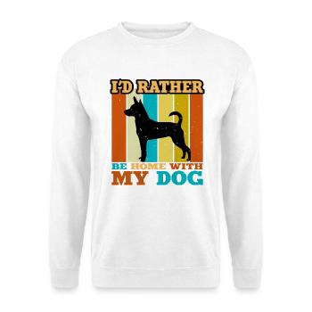 Decker Rat Terrier Hund Silhouette Retro Sunset - Unisex Pullover - Weiß - Vorne - Alina (178cm) & Michal (187cm)