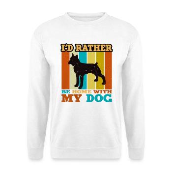 Boxer Dog Silhouette Vintage Sunset für Hundeliebhaber - Unisex Pullover - Weiß - Vorne - Alina (178cm) & Michal (187cm)