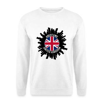 Abertawe Skyline UK Flagge Reise-Souvenir - Unisex Pullover - Weiß - Vorne - Alina (178cm) & Michal (187cm)