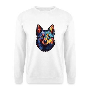 Schipperke Hunderasse Aquarell Glas Illustration - Unisex Pullover - Weiß - Vorne - Alina (178cm) & Michal (187cm)