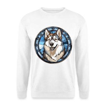 Siberian Huskie Hunderasse Aquarellglas - Unisex Pullover - Weiß - Vorne - Alina (178cm) & Michal (187cm)