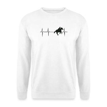 mein herz schlägt für reiten - Unisex Pullover - Weiß - Vorne - Alina (178cm) & Michal (187cm)