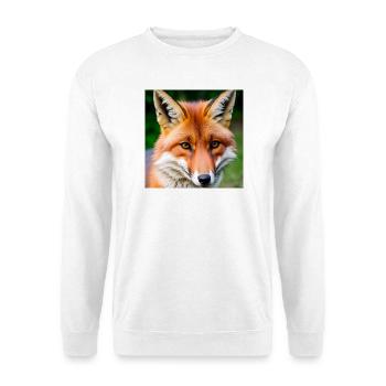 Blattfuchs mit durchdringendem Blick - Unisex Pullover - Weiß - Vorne - Alina (178cm) & Michal (187cm)