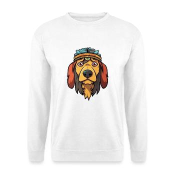 Indische Pariah-Hunderasse Karikatur Kawaii Illustration - Unisex Pullover - Weiß - Vorne - Alina (178cm) & Michal (187cm)