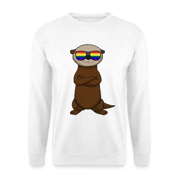 LGBT Sunglasses Otter Tier LGBTQ Sonnebrille - Unisex Pullover - Weiß - Vorne - Alina (178cm) & Michal (187cm)