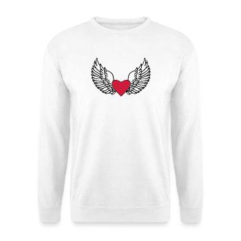 Herz und Flügel - Unisex Pullover - Weiß - Vorne - Alina (178cm) & Michal (187cm)