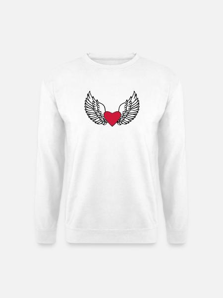 Herz und Flügel - Unisex Pullover - Weiß