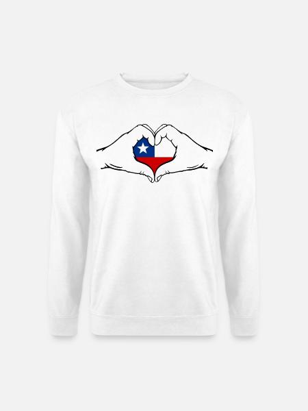 Chile Herzform mit Hände - Unisex Pullover - Weiß