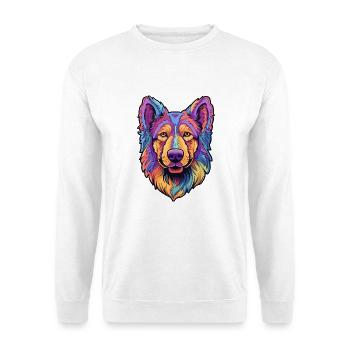 Böhmischer Schäferhund Rasse Cartoon Kawaii Illustration - Unisex Pullover - Weiß - Vorne - Alina (178cm) & Michal (187cm)