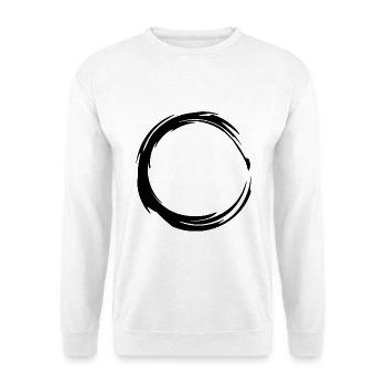 Kreis Symbol Schwarz Bürste - Unisex Pullover - Weiß - Vorne - Alina (178cm) & Michal (187cm)