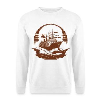 Kreuzfahrtschiff Retro Vintage - Unisex Pullover - Weiß - Vorne - Alina (178cm) & Michal (187cm)