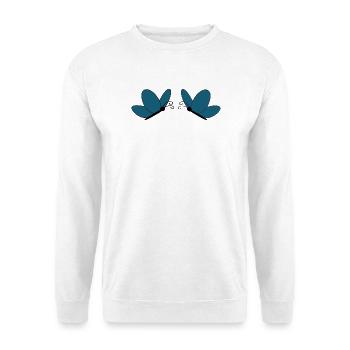 Blaue Schmetterlinge Natur Geschenk Damen  - Unisex Pullover - Weiß - Vorne - Alina (178cm) & Michal (187cm)