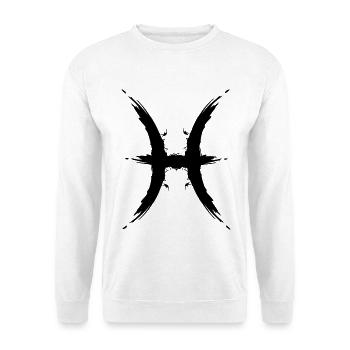 Fisch Sternzeichen Fische Design Pisces Symbol - Unisex Pullover - Weiß - Vorne - Alina (178cm) & Michal (187cm)