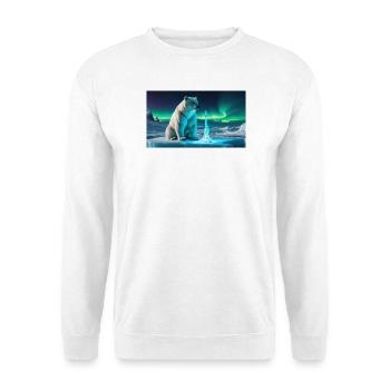 Eisbär und Eiskristall - Unisex Pullover - Weiß - Vorne - Alina (178cm) & Michal (187cm)