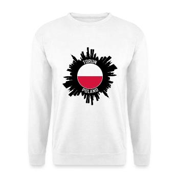 Torun Skyline Polen Flagge Reise-Souvenir - Unisex Pullover - Weiß - Vorne - Alina (178cm) & Michal (187cm)