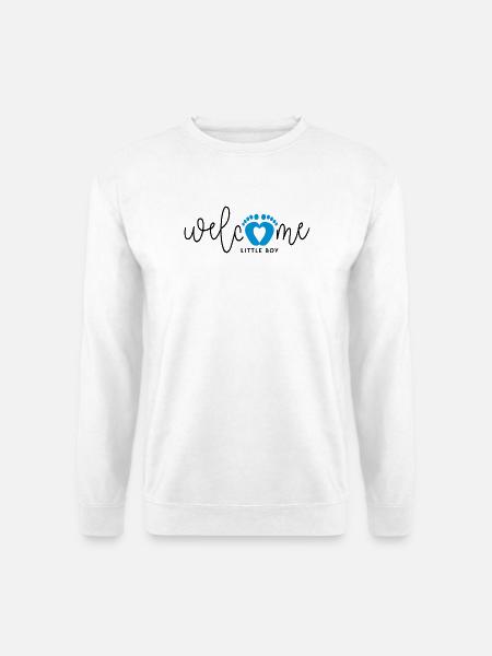 Baby Junge ist geboren. Geburtskarten. - Unisex Pullover - Weiß