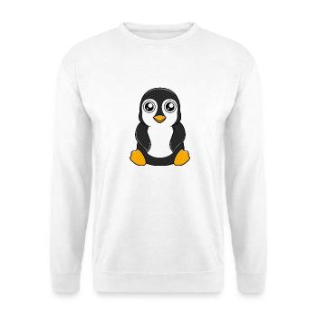 Pinguin - Unisex Pullover - Weiß - Vorne - Alina (178cm) & Michal (187cm)