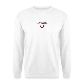 HERZ. HERZ. VALENTINSTAG. LIEBE. LIEBE. PAAR. - Unisex Pullover - Weiß - Vorne - Alina (178cm) & Michal (187cm)