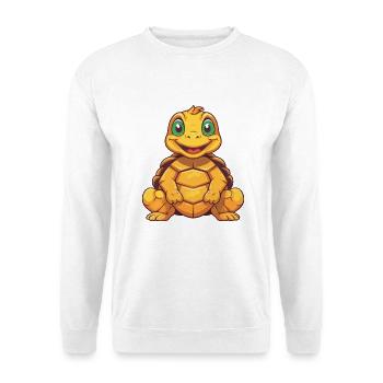Schildkrötenkarikatur Kawaii Aquarellillustration - Unisex Pullover - Weiß - Vorne - Alina (178cm) & Michal (187cm)