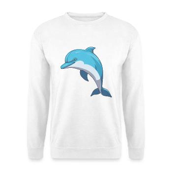Großer Tümmler-Cartoon-Kawaii-Illustration - Unisex Pullover - Weiß - Vorne - Alina (178cm) & Michal (187cm)