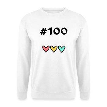 100. 100 JAHRE. 100-JÄHRIGES JUBILÄUM. 100. GEBURTSTAG - Unisex Pullover - Weiß - Vorne - Alina (178cm) & Michal (187cm)
